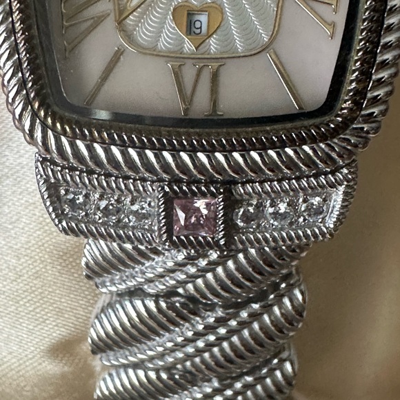 Judith Ripka pink crystal stainless steel watch - Picture 3 of 9